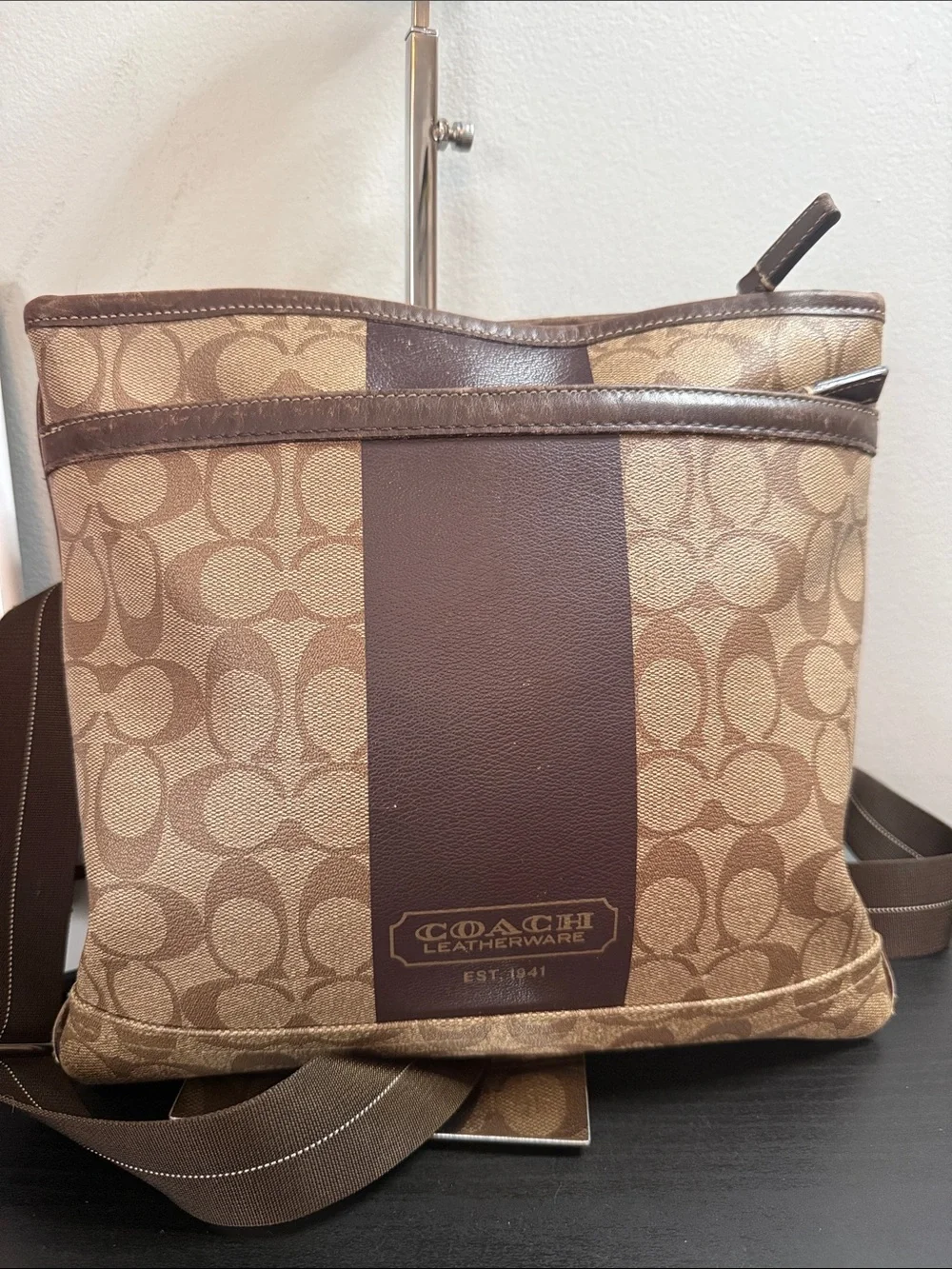 Coach Signature Stripe Canvas Crossbody Bag - Picture 3 of 15